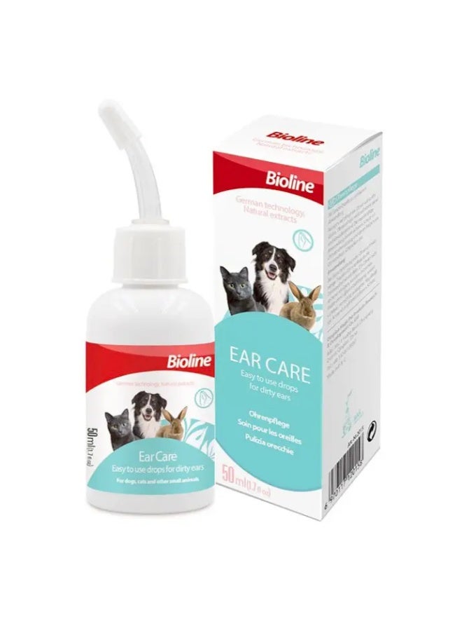 بايولاين منظف أذن بايولاين للحيوانات الأليفة 50 مل للكلاب والقطط | قطرات تنظيف لطيفة | يزيل الشمع والروائح | يقي من التهابات الأذن - Image 1